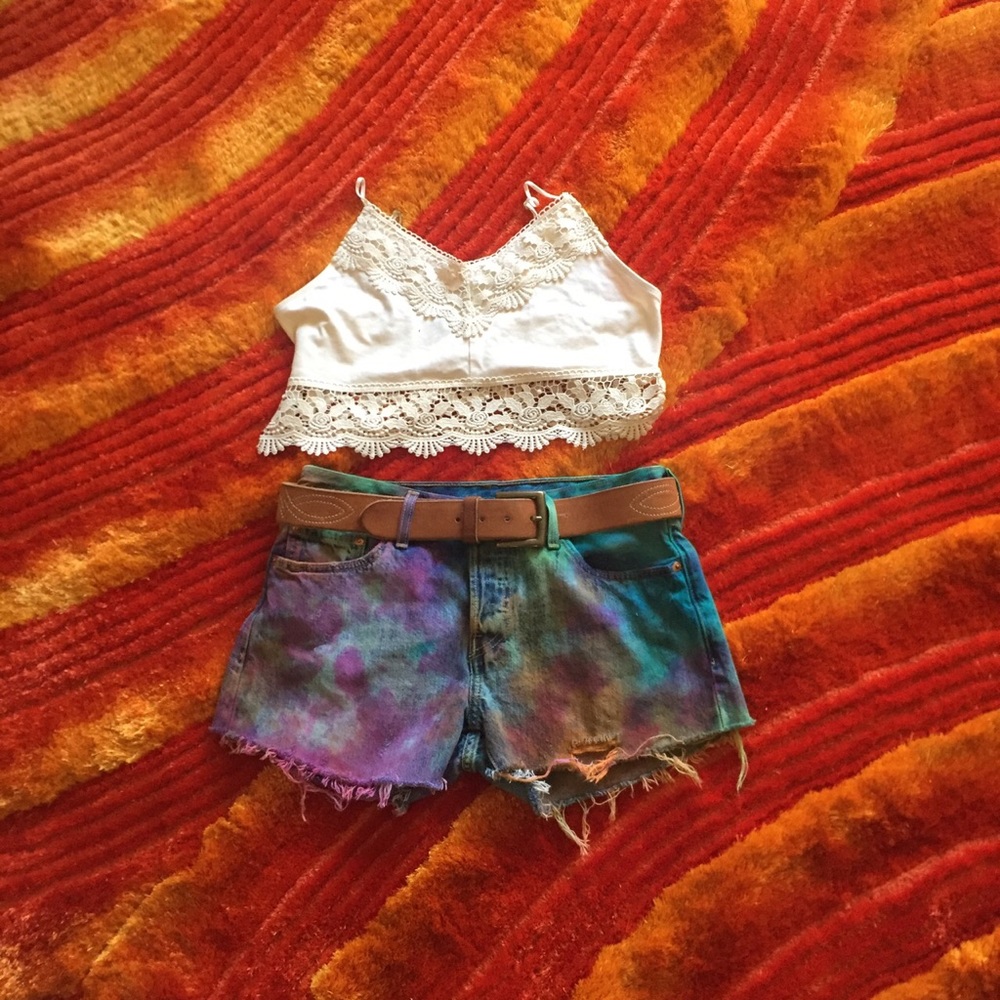 Crochet trimmed ivory Topshop top